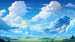 Blue Sky Light Clouds Wide Summer, Background Banner HD, Illustrations , Cartoon style