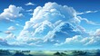Blue Sky Panorama Cirrus Clouds Seamless, Background Banner HD, Illustrations , Cartoon style