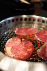 Wall Mural - Raw beef slice for barbecue or Japanese style yakiniku food.