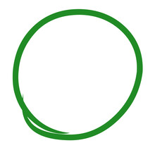 Green Circle Draw Pen. Highlight Hand Drawn Circle Isolated On White Background. Handwritten Green Circle. For Markers, Pencils, Logos And Text Checks. Vector Illustration