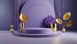 © Ryan - front view of circle podium decorated in purple background