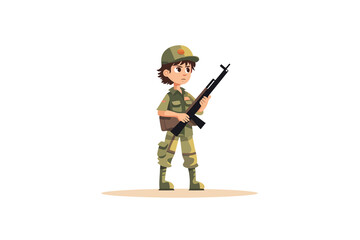 Wall Mural - Kid soldier isolated vector style