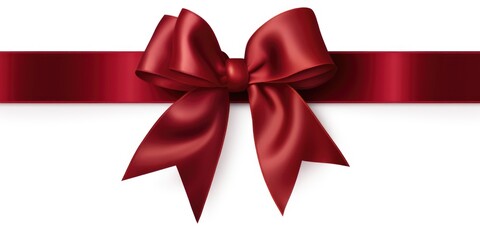 Wall Mural - A red ribbon with a bow on a white background. Photorealistic clipart on white background.