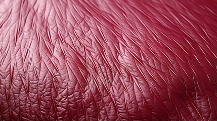 Canvas Print - A vibrant magenta dye saturates the closeup of the soft red leather fabric, evoking a sense of boldness and luxury