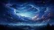 Dark Night Starry Sky Background, Background Banner HD, Illustrations , Cartoon style