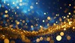 abstract background with dark blue and gold particle christmas golden light shine particles bokeh on navy blue background gold foil texture holiday concept generative ai