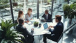© petrrgoskov - Teamwork, meeting and business people in discussion at the table in modern office for brainstorming and planning. group of corporate employees working on project together in workplace boardroom