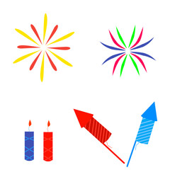 Wall Mural - illustration of fireworks and firecrackers on a white background