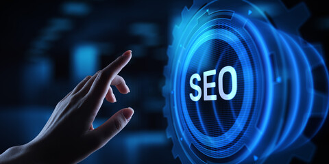 Wall Mural - seo - search engine optimisation, digital internet marketing concept on virtual screen.