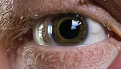 Canvas Print - A close up of a man's eye with a cross in the middle