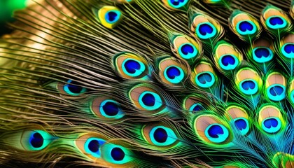 Sticker - A peacock with green and blue feathers