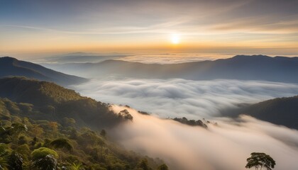 Sticker - A sunset over a mountain range with clouds