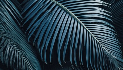 Sticker - A bunch of palm leaves in a blue background