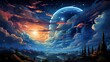 Sky Night Star Blue, Background Banner HD, Illustrations , Cartoon style