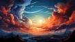 Sunbeam Through Haze On Blue Sky, Background Banner HD, Illustrations , Cartoon style