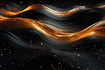 Canvas Print - Wavy abstract shapes with glittering effect. Generative AI