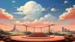 Surreal Podium Outdoor On Blue Sky, Background Banner HD, Illustrations , Cartoon style