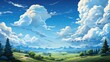 Wispy Clouds Blue Sky Suitable Background, Background Banner HD, Illustrations , Cartoon style