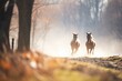 horses breath creating foggy trail in cold air