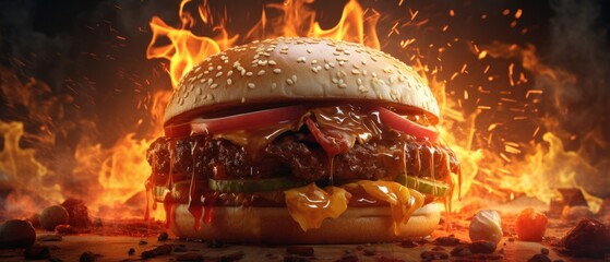 Wall Mural - this burger has been burned in the oven