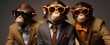 three monkeys in sunglasses are dressed up for a performance