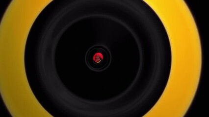 Wall Mural - Red and yellow circle wave pulsing on black background. Modern warning loop able animation
