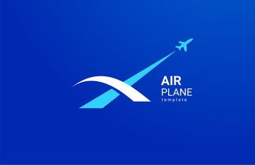 Wall Mural - Airplane logo letter X curves actions lines vector