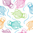 jellyfish color vector seamless pattern