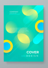 Wall Mural - Colorful colourful geometric shapes cover design template. Creative templates for report, corporate, ads, branding, banner, cover, label, poster, sales
