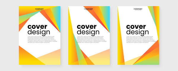 Wall Mural - Colorful colourful geometric shapes cover design template. Creative templates for report, corporate, ads, branding, banner, cover, label, poster, sales