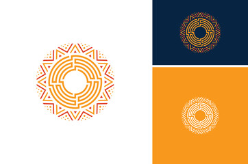 Artistic Circular Pattern for Moon Sun Star Solar Art Motif logo design