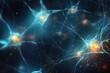 3d rendering of neuron cell with glowing particles, computer generated abstract background, Background from nerve cells or neural networks with cell activity between each other, AI Generated
