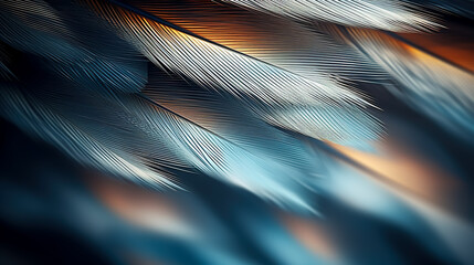 Abstract blurred gradient background with wild bird feathers.