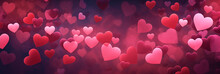 Pink hearts pattern background banner. Valentine's Day. Panoramic web header with copy space. Wide screen wallpaper