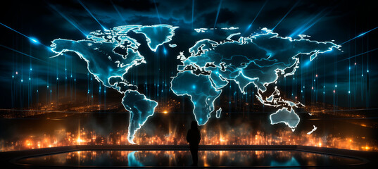  cyber data screens world map