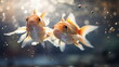 Goldfish swimming in the aquarium, closeup stock photo