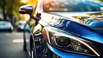 Gleaming Elegance, Closeup of a Shining New Car - Automotive Perfection Up Close.