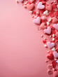 © digitalproducts - Valentine's Day concept red and pink hearts drawn on a pastel pink background, rustic textures, hand-drawn, decorative backgrounds with copy space