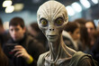 © Sergio - Paparazzi alien passenger in a crowd of people, people filming a UFO creature on their phone