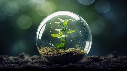 Wall Mural - sprout on earth for sustainability. generative ai