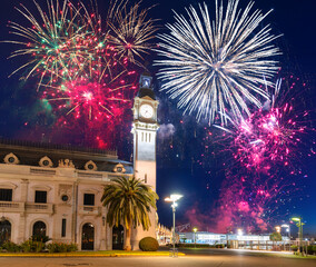 Wall Mural - Fireworks display over the Valencia city, Spain