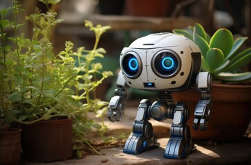 Wall Mural - a robot in a gardening space is being used to grow plants