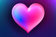 3D Render Colorful Neon Light Glowing Heart, Gradient Background. Perfect for Valentine's Day, Mother's Day, Wedding, and Romantic Background with Glowing Lights and Love Themes