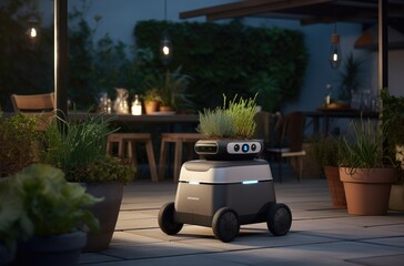 Wall Mural - a robot in a gardening space is being used to grow plants