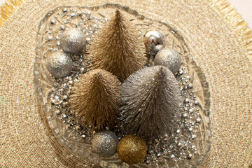 Wall Mural - Decorative christmas trees in glass vase