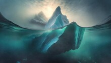 Gloomy Iceberg Underwater In The Fog
