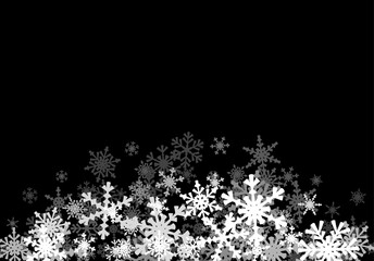 Wall Mural - Christmas background with falling snowflakes. Winter holiday background or frame with pattern of layered snow.