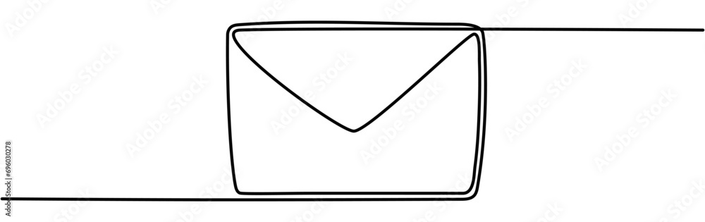 Envelope continuous line drawing. Email linear symbol. Vector illustration isolated on white.