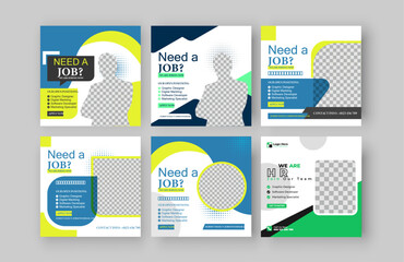 Wall Mural - we are hiring for job vacancy social media posts or square web banner template design bundle