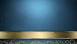 Fototapeta  - blue background with vintage texture soft center lighting and elegant gold ribbon or stripe on bottom border with copyspace for your own label title or text